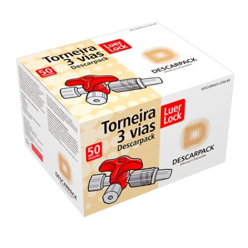 Torneira 3 Vias Luer Lock Descarpack – Caixa com 50